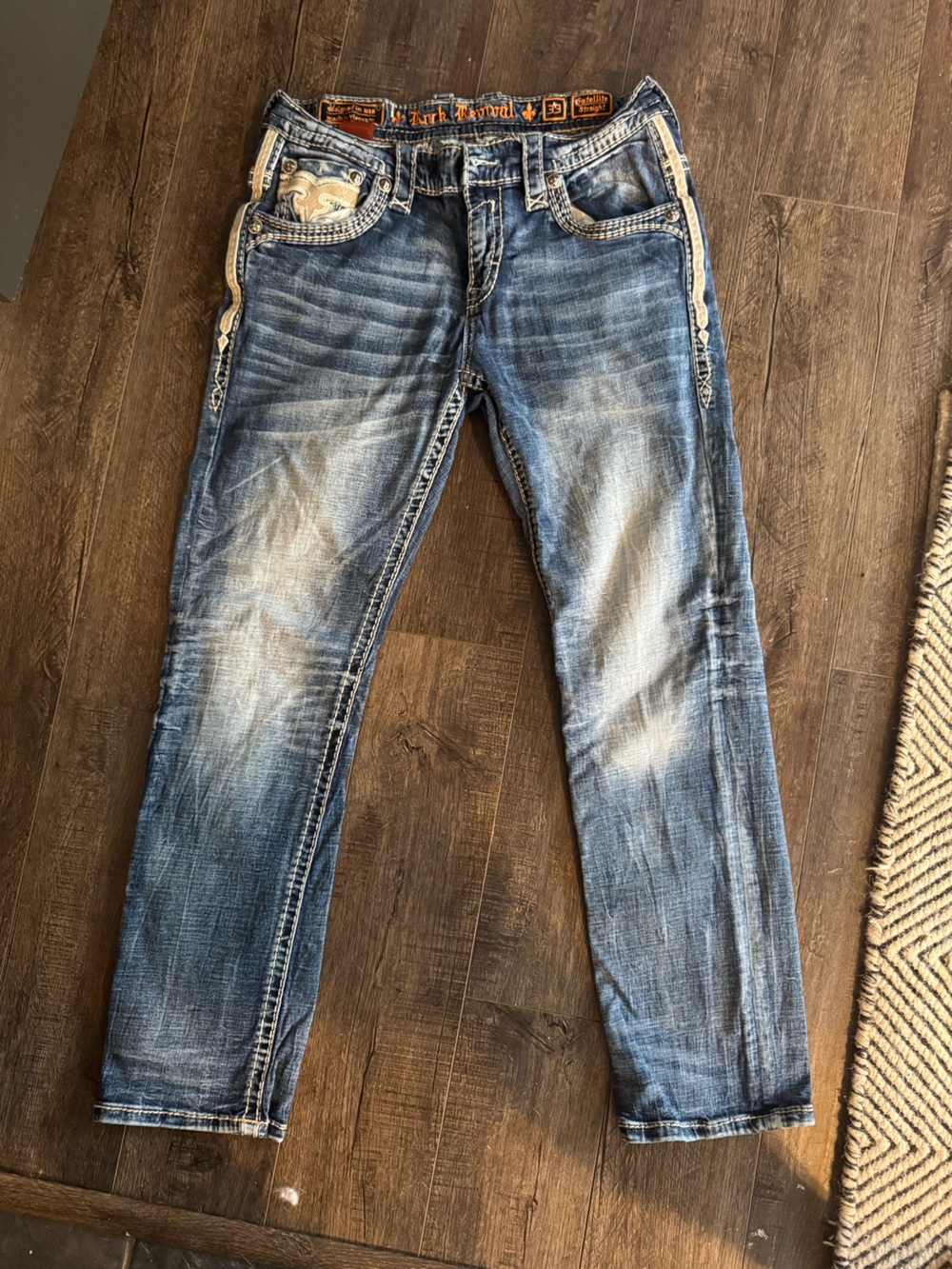 Rock Revival Men's Faded Blue Slim Straight Jeans